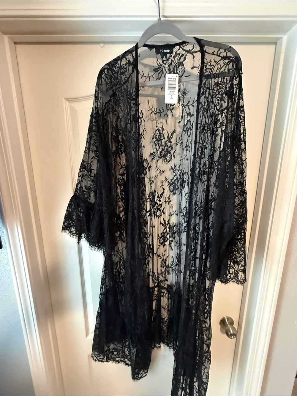 Torrid Black Lace Kimono Robe